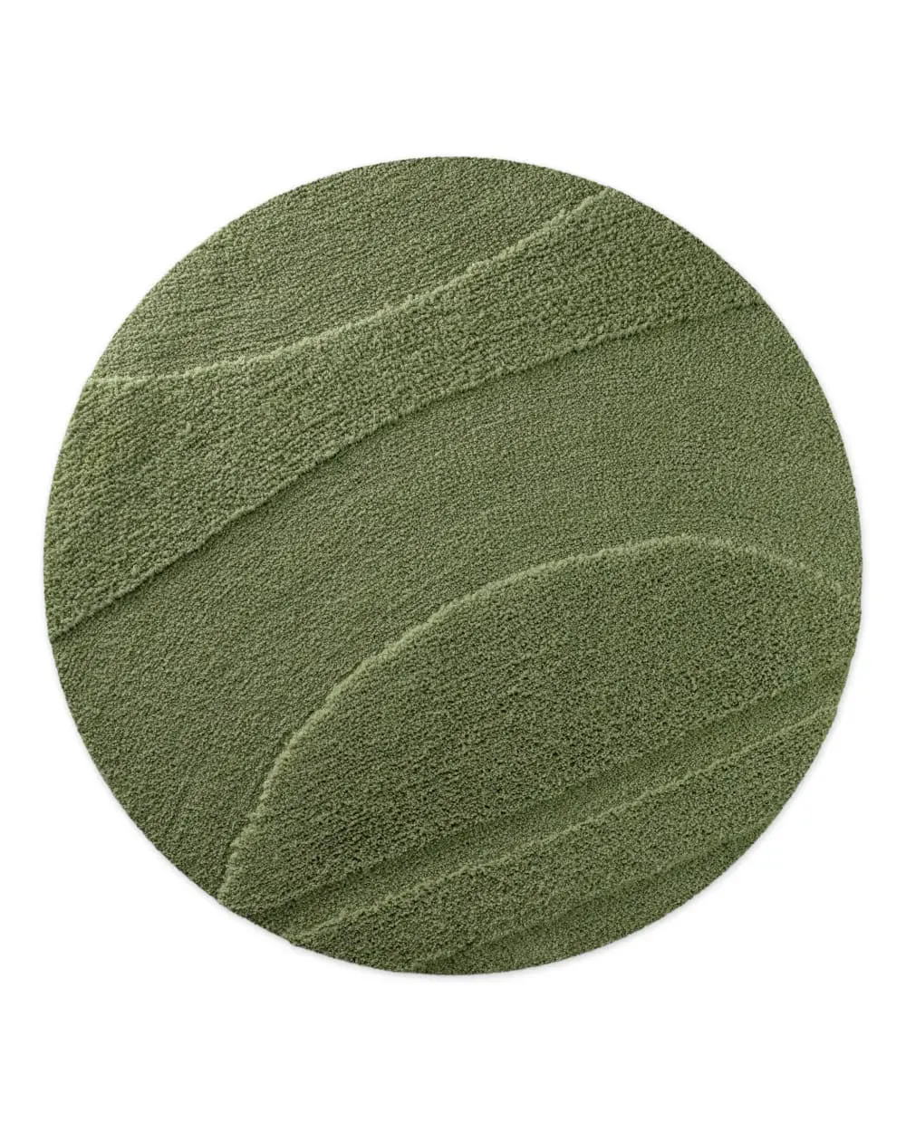 Tapis de bain rond à relief vert olive 80 rd.