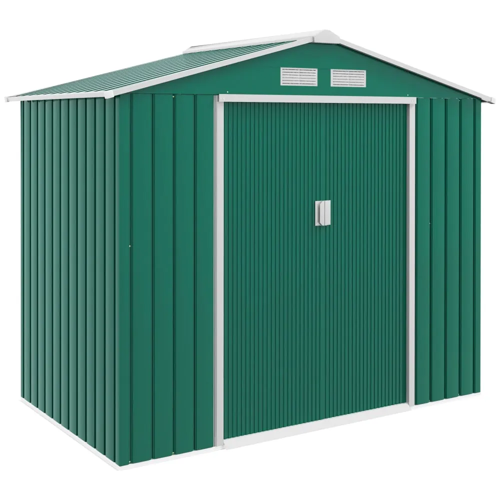 Abri de jardin avec kit de fondation tôle d'acier vert