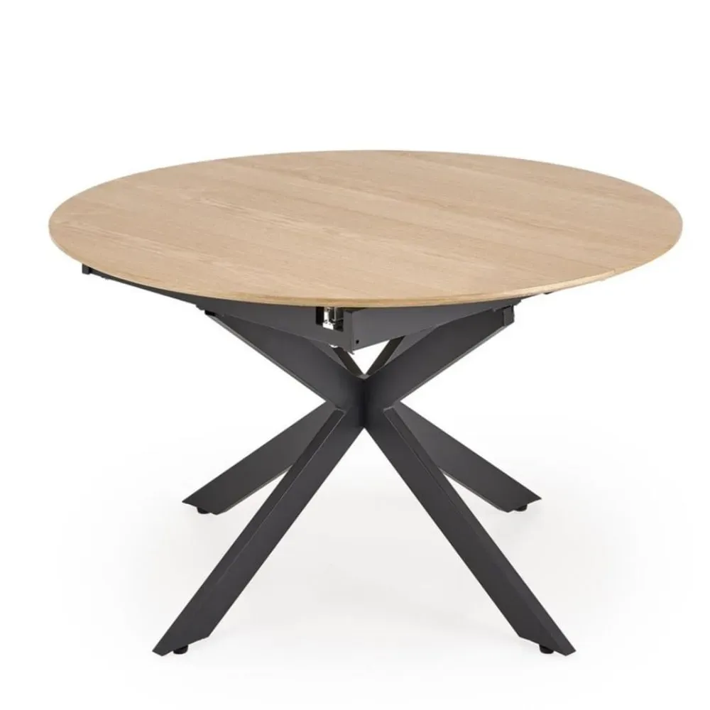 Table ronde extensible  avec plateau aspect bois 120 - 200cm