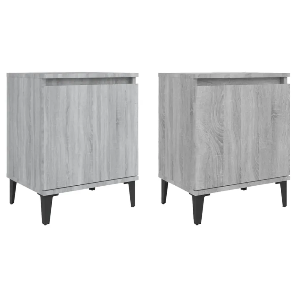 Lot de 2 tables de chevet en bois gris  40 x 30 x 50 cm
