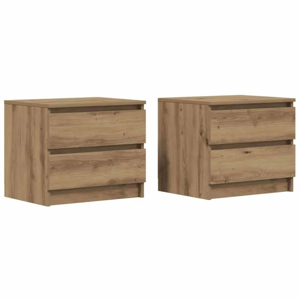 Lot de 2 tables de chevet en bois acajou marron  50 x 40 x 43,5 cm
