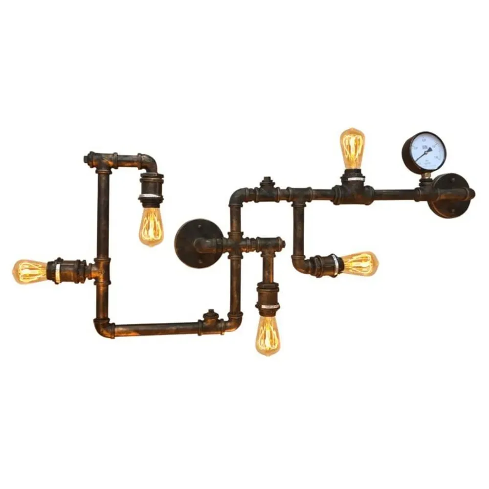 Applique murale rétro industrielle tubulaire PIPE 5 lumières E27