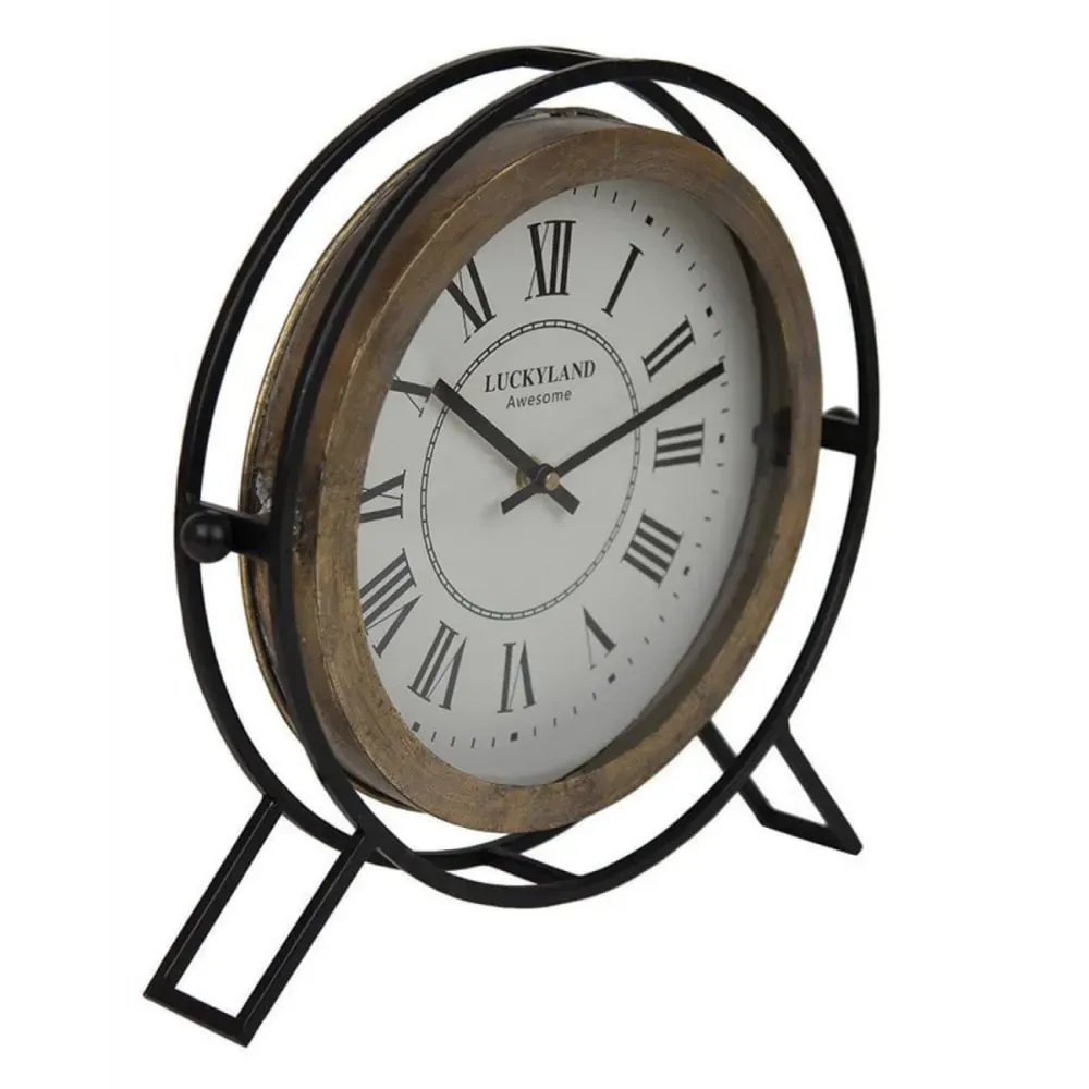 Horloge ronde en métal noir