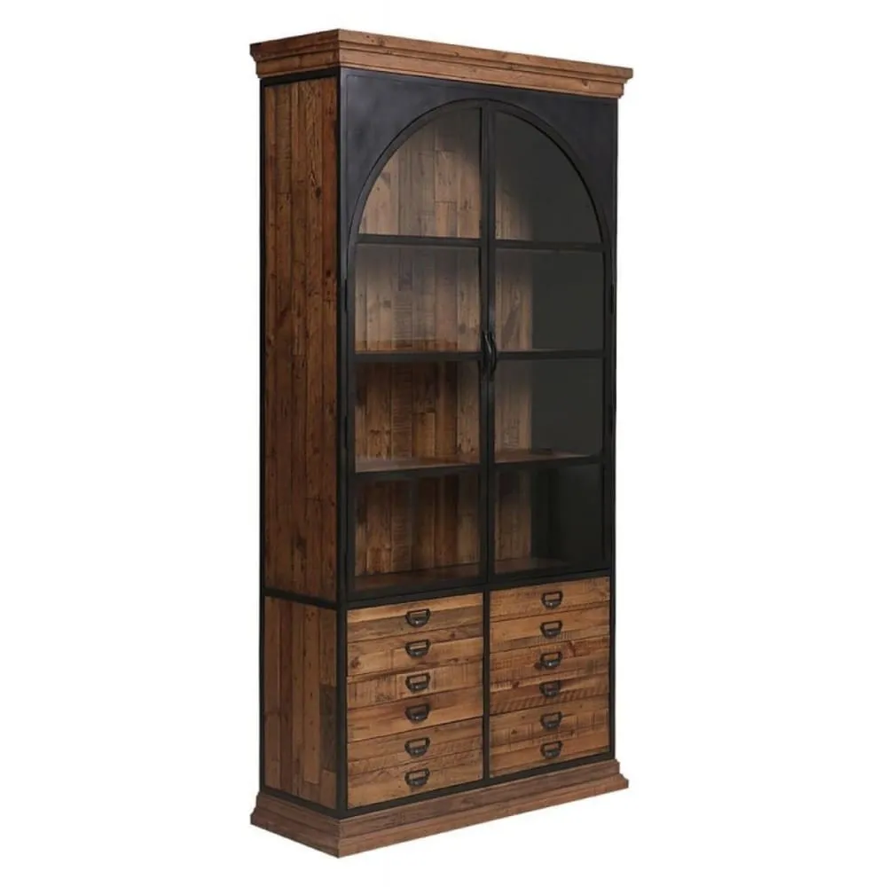 Vaisselier 2 portes en bois marron