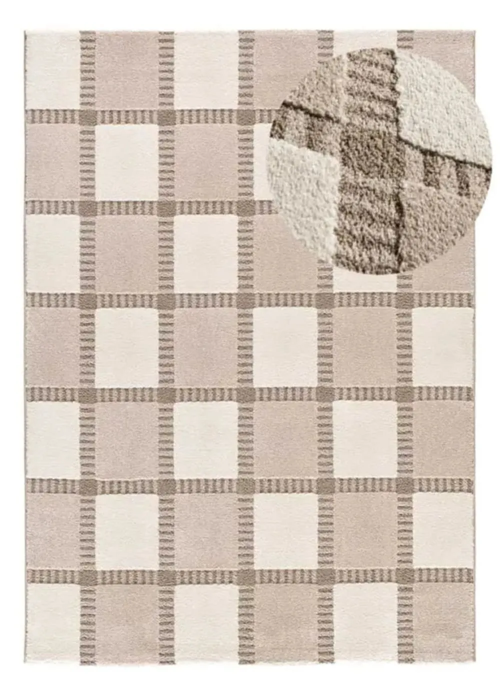 Tapis à relief géométrique beige/blanc 200x290 cm