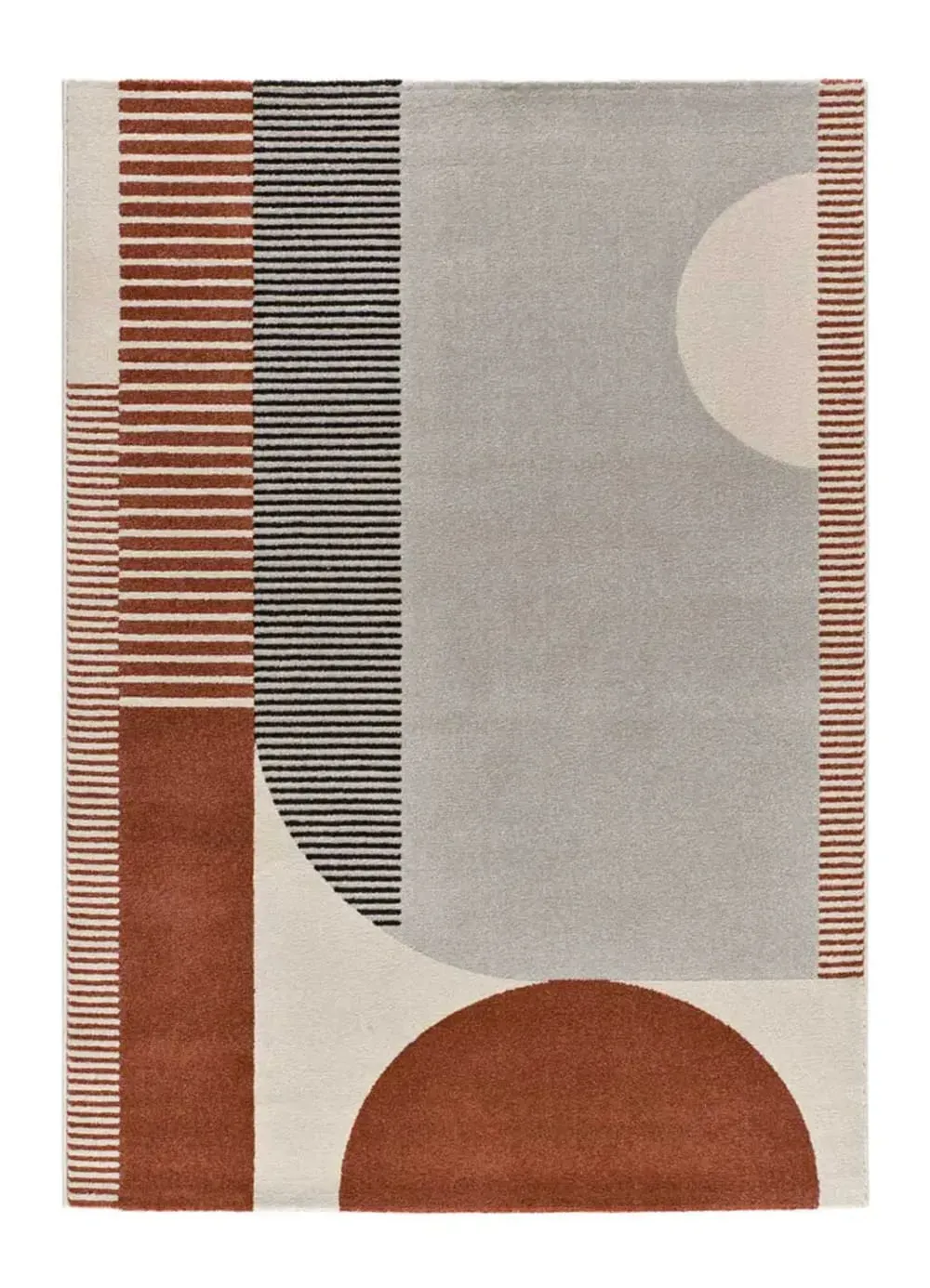 Tapis géométrique rouille/beige/gris 160x230 cm