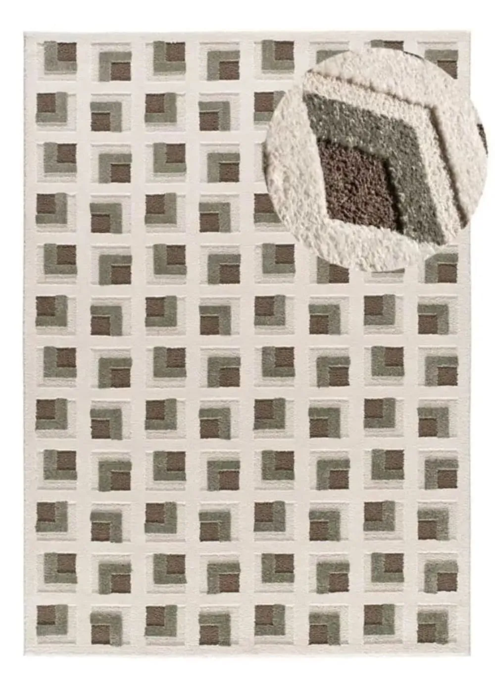 Tapis à relief géométrique marron/blanc 80x150 cm