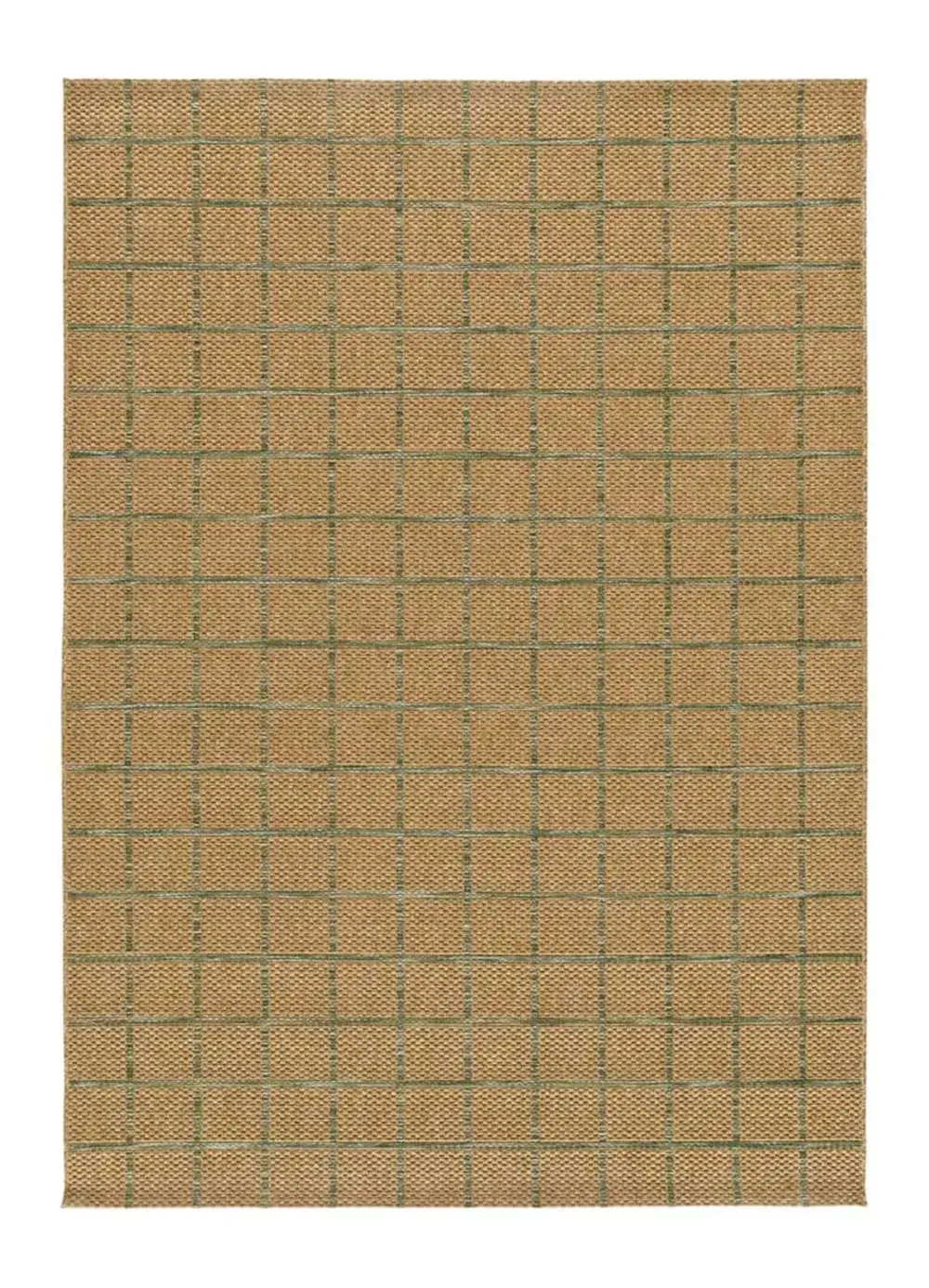 Tapis extérieur effet jute géométrique marron/vert 160x230 cm