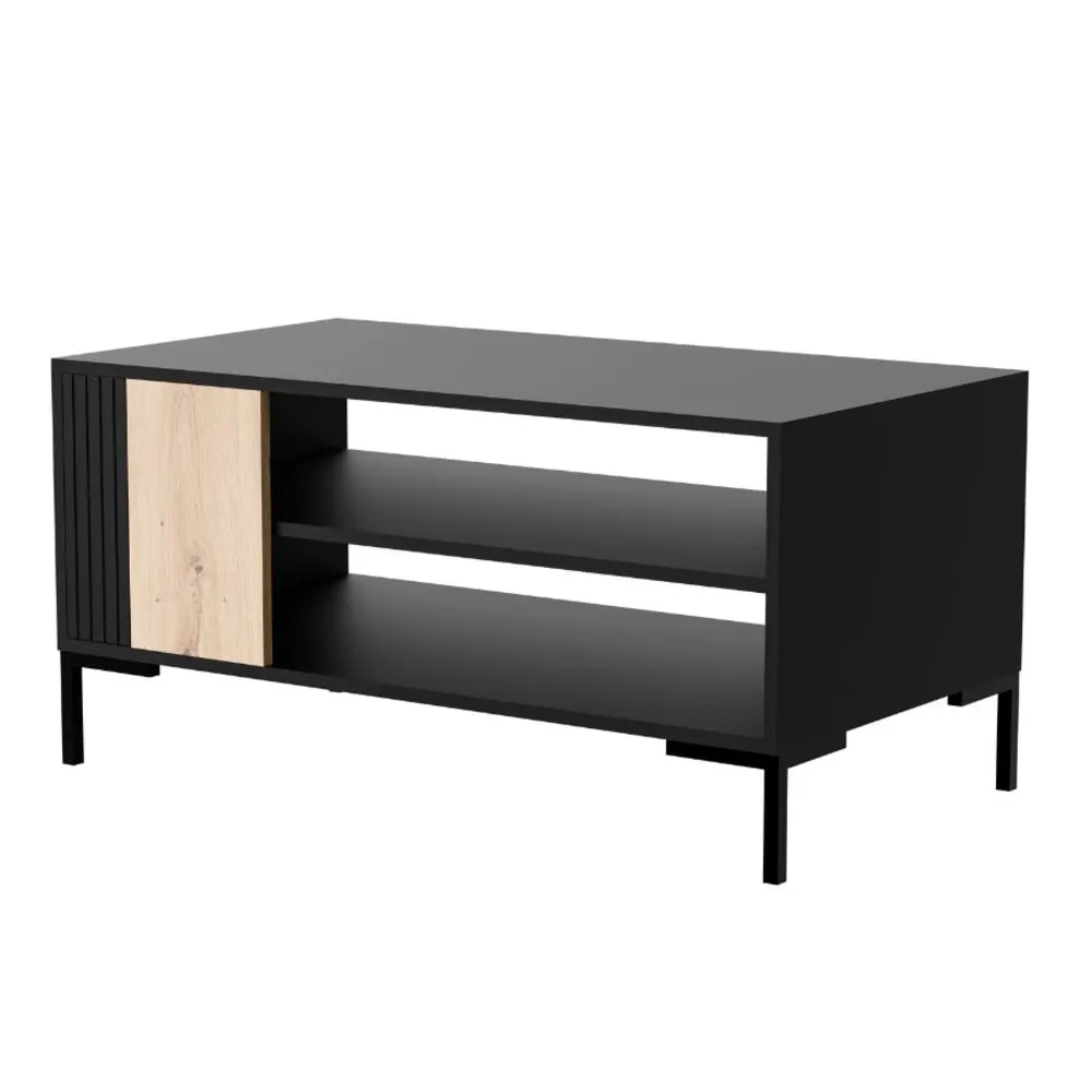 Table basse noir et bois 100 x 55cm