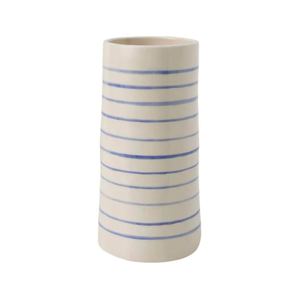 Vase céramique marinière bleu et blanc 22 cm