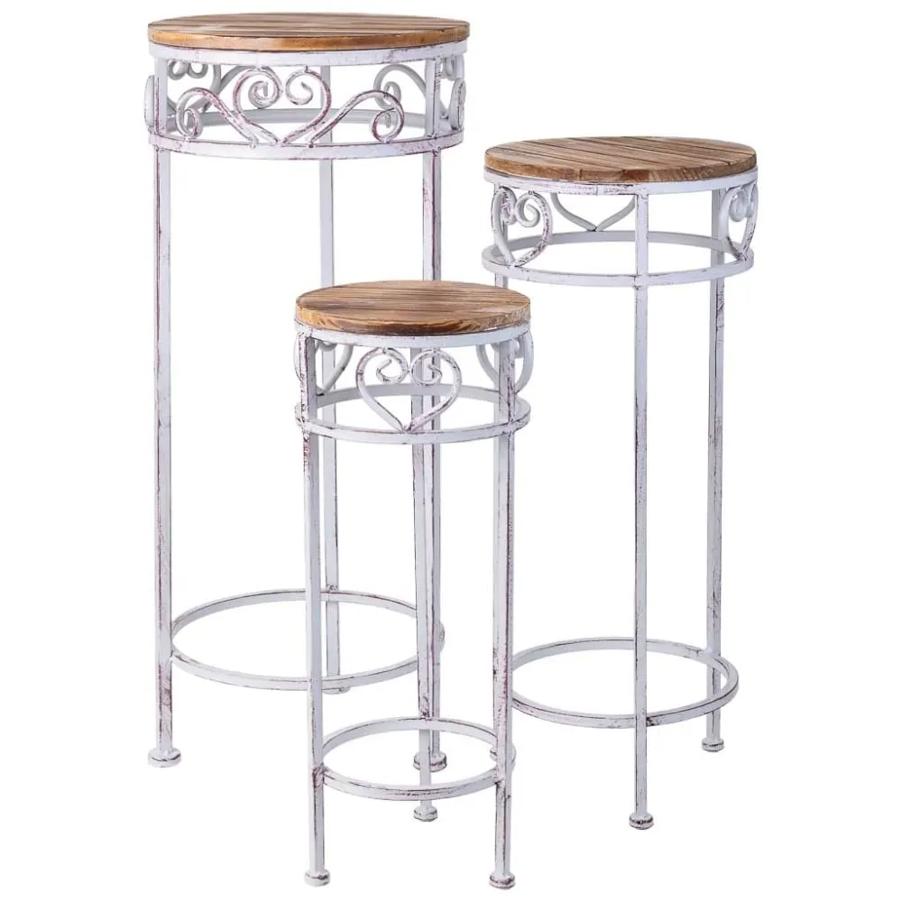 Support pots fleurs lot 3 pièces gris 30x30x71h cm