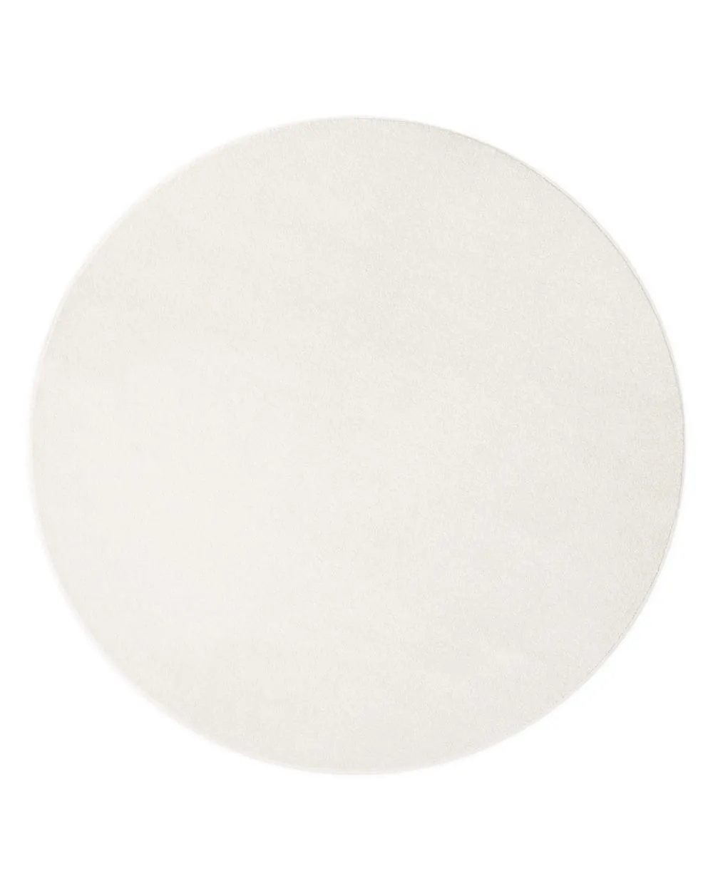Tapis rond tissé velours ras blanc crème 200 rd.