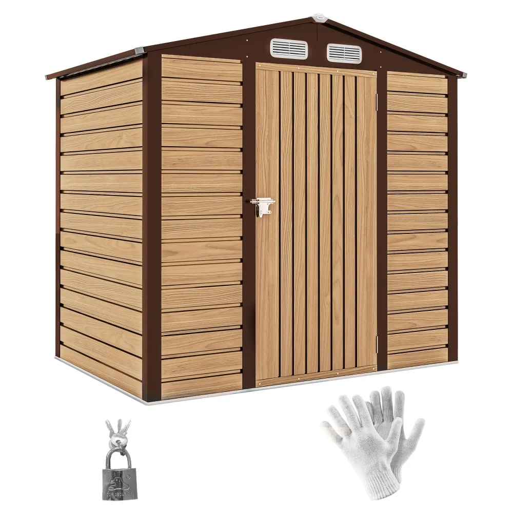 Abri de jardin en métal 2,27 m² toiture 2 pans acier galvanisé chêne