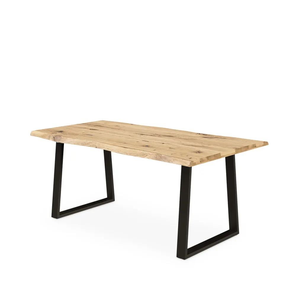 Table à manger avec plateau en bois de 140 cm et pieds en métal noir