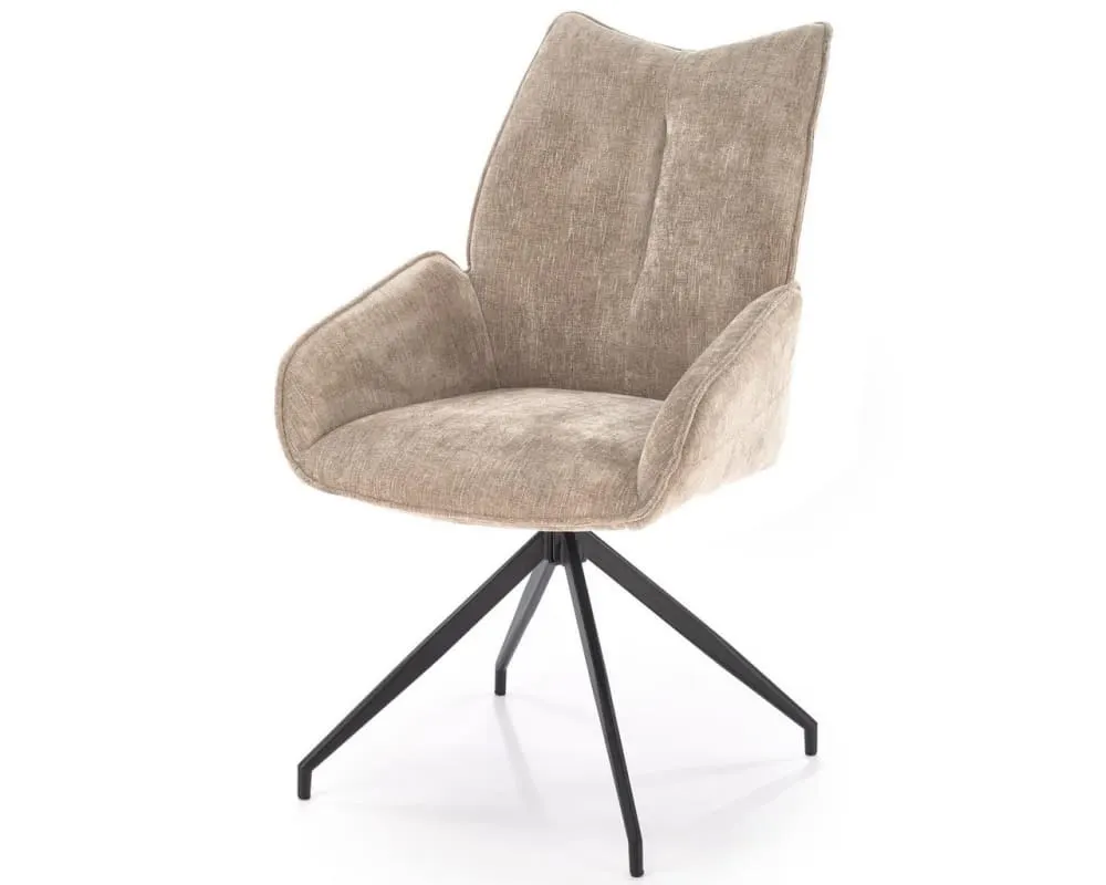 Chaise design pivotante en tissu de polyester beige