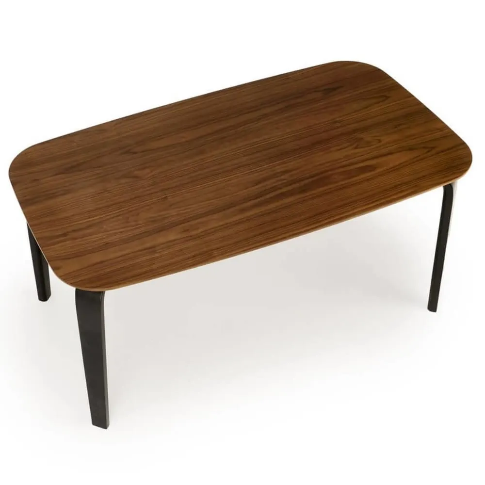 Table à manger plateau en bois noyer et pieds en bois noir 160cm