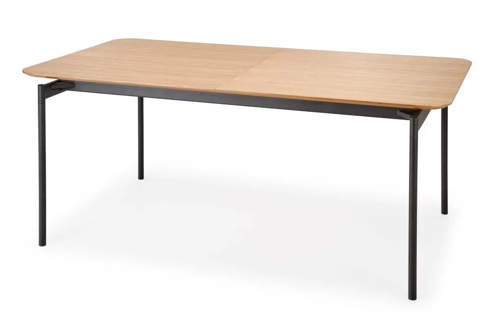 Table de salle à manger extensible avec pieds en acier noir