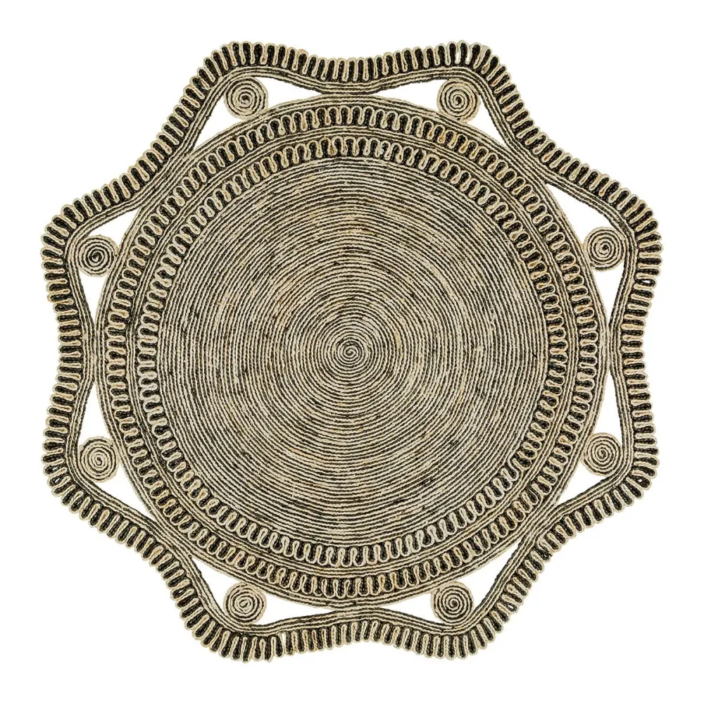 Tapis en jute - blanc et noir - 200 x 200 cm