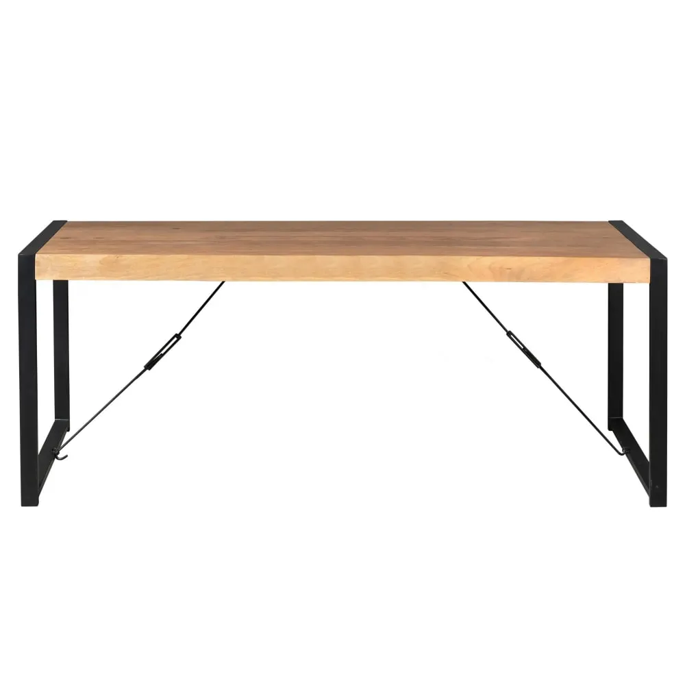 Table à manger industrielle 220 cm en bois et métal
