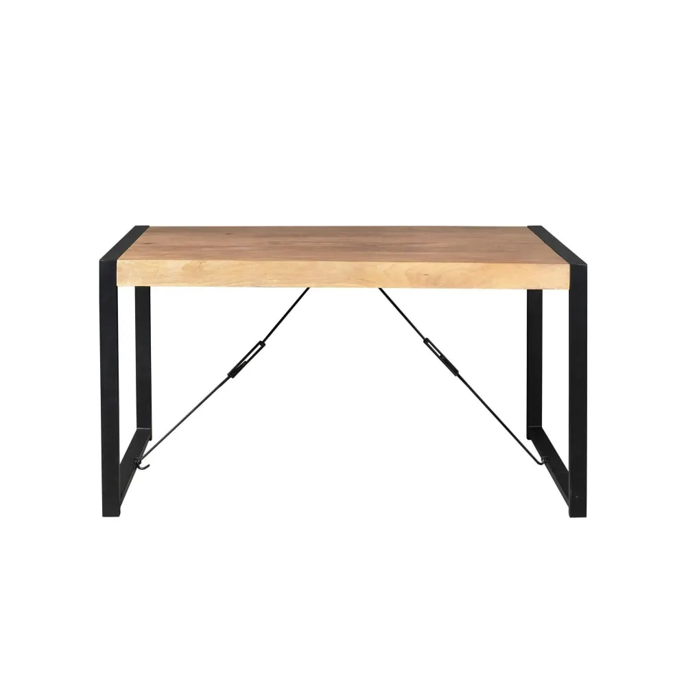 Table à manger 4/6 places en bois clair design industriel