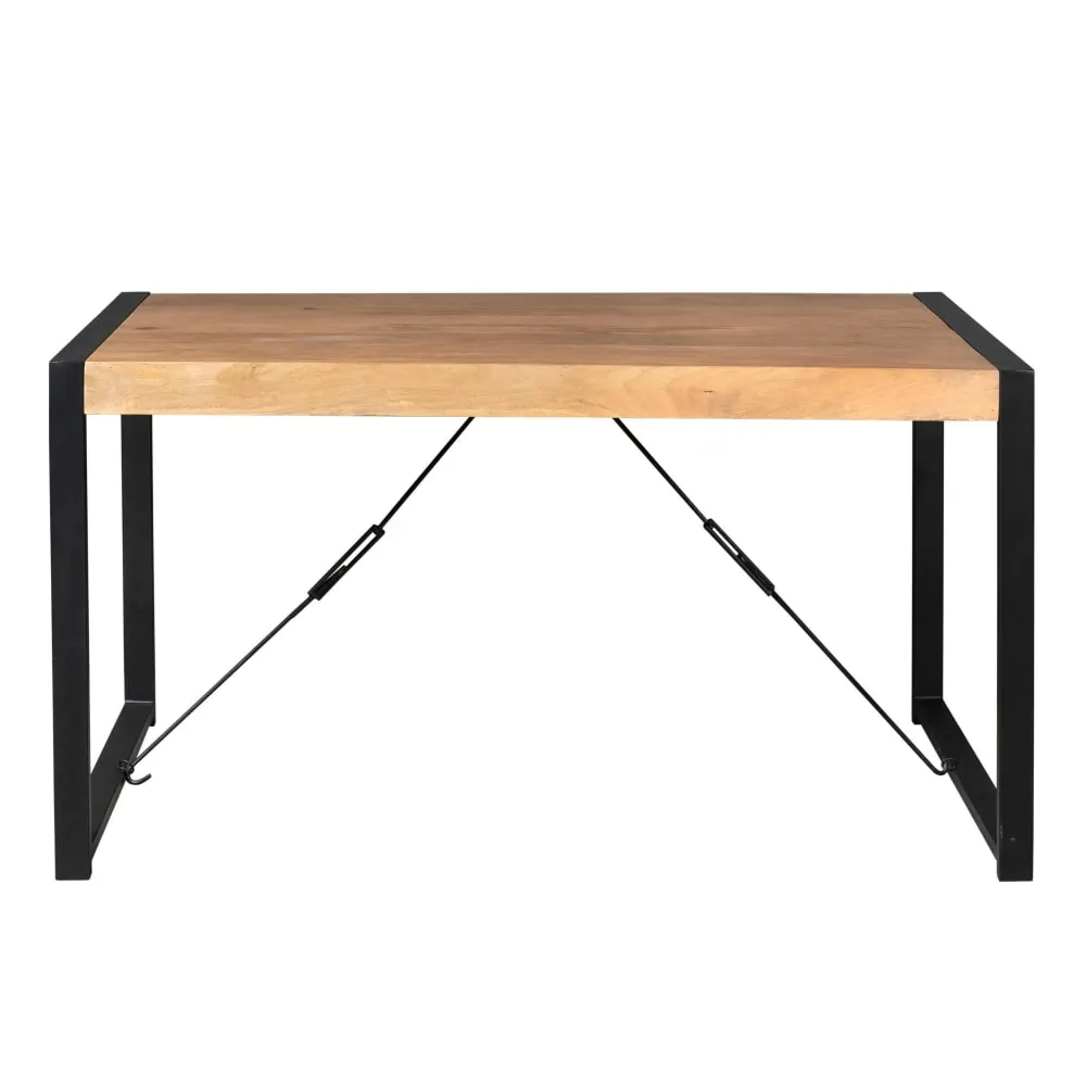 Table à manger industrielle 160 bois clair et métal