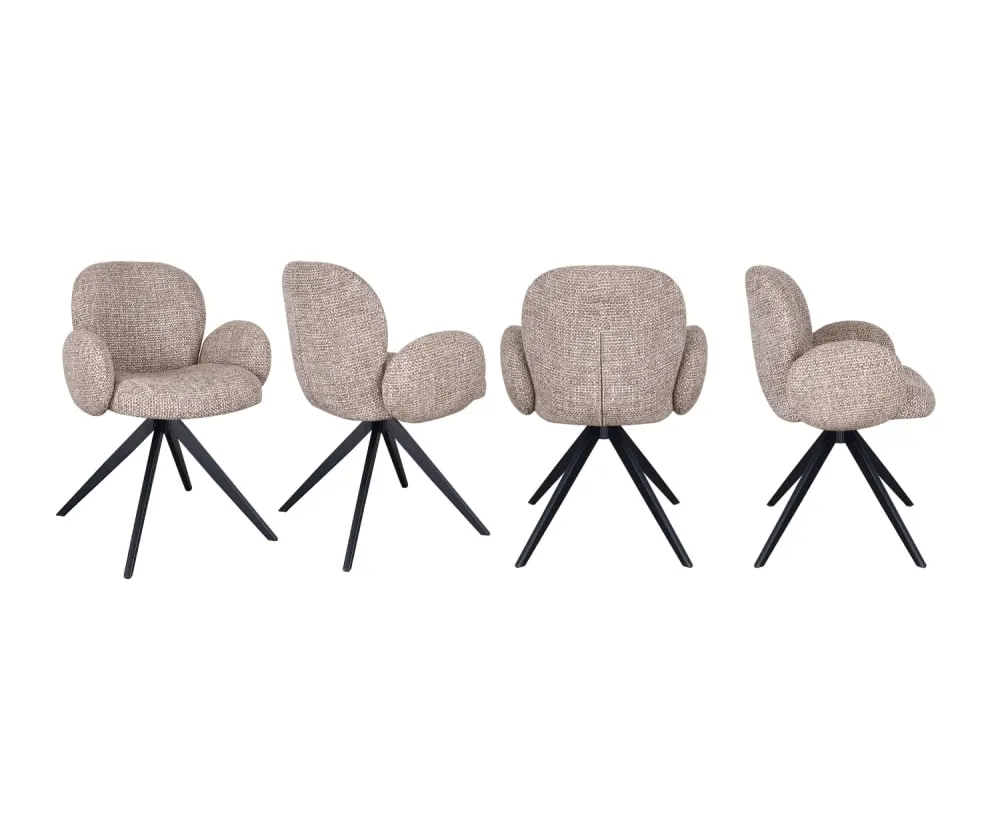 Lot de 4 fauteuils rembourrés en chenille couleur ciment
