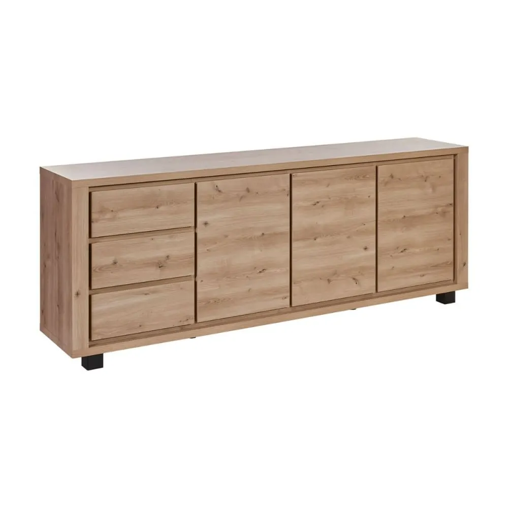 Buffet 3 portes et 3 tiroirs aspect bois finition hudson oak