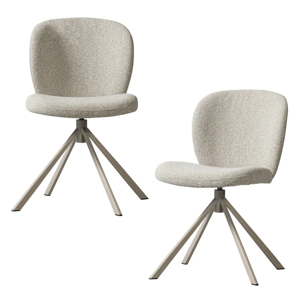 Lot de 2 chaises de salle à manger en bouclé naturel