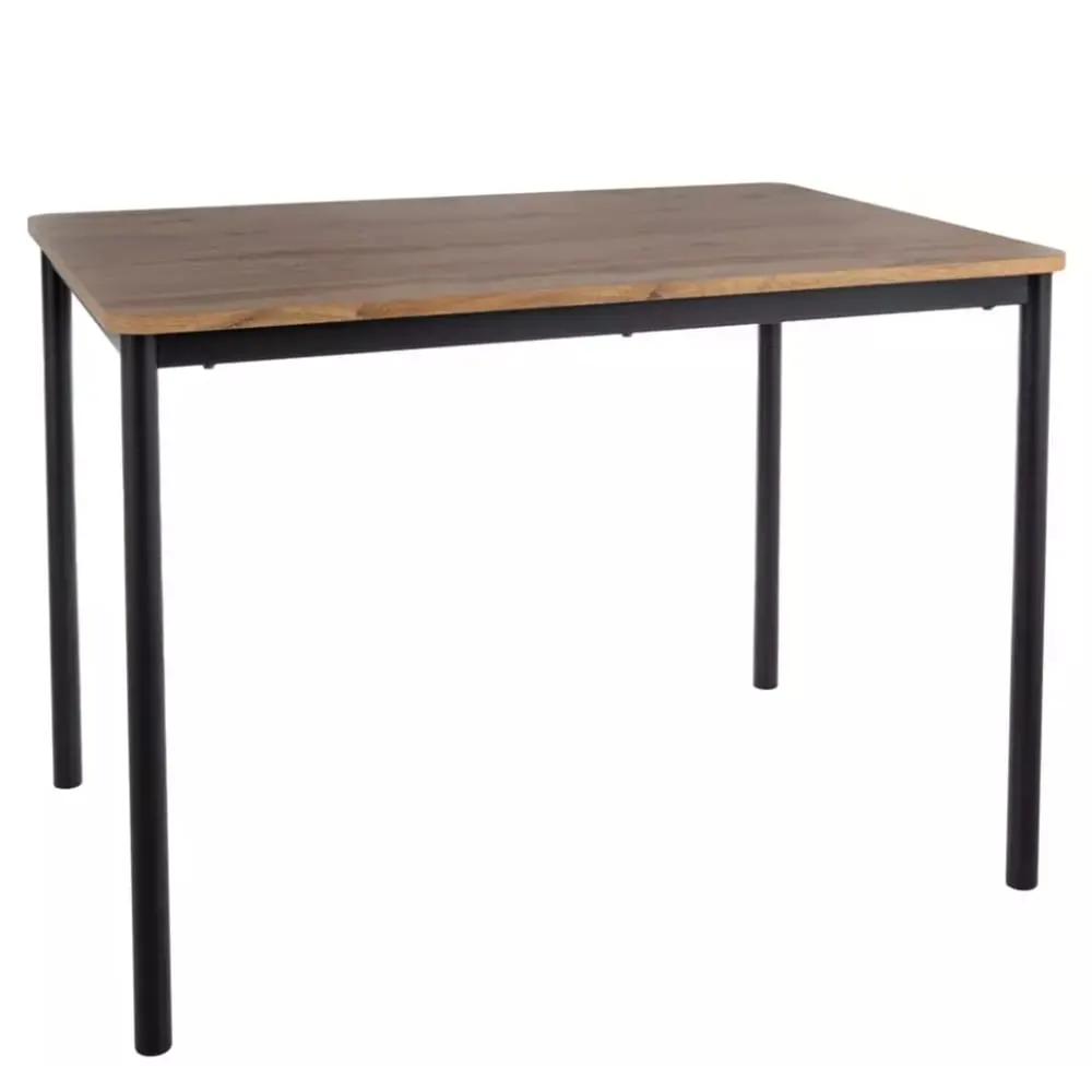 Table de salle à manger et compacte en chêne avec pieds noirs 110cm