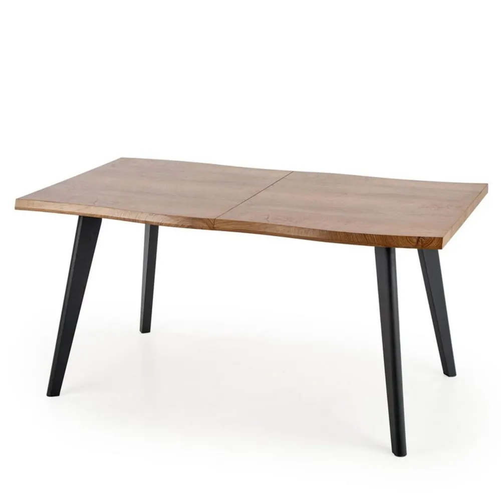 Table à manger extensible aspect chêne et pieds bois noir 150-210cm