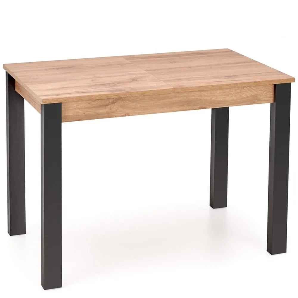 Table à manger extensible couleur chêne avec pieds noirs 100-135cm