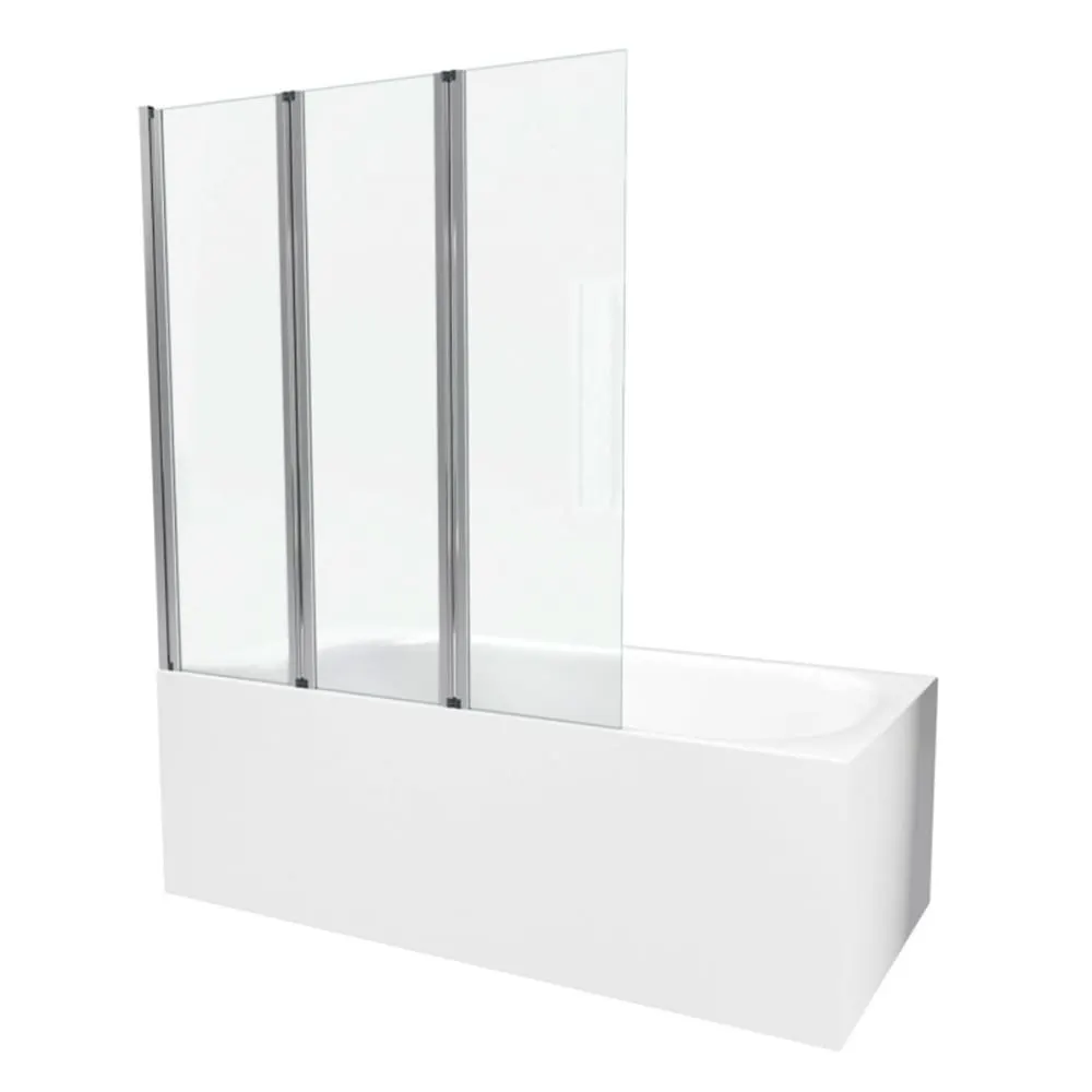 Pare baignoire à 3 volets pivotants verre argent 143x125 cm