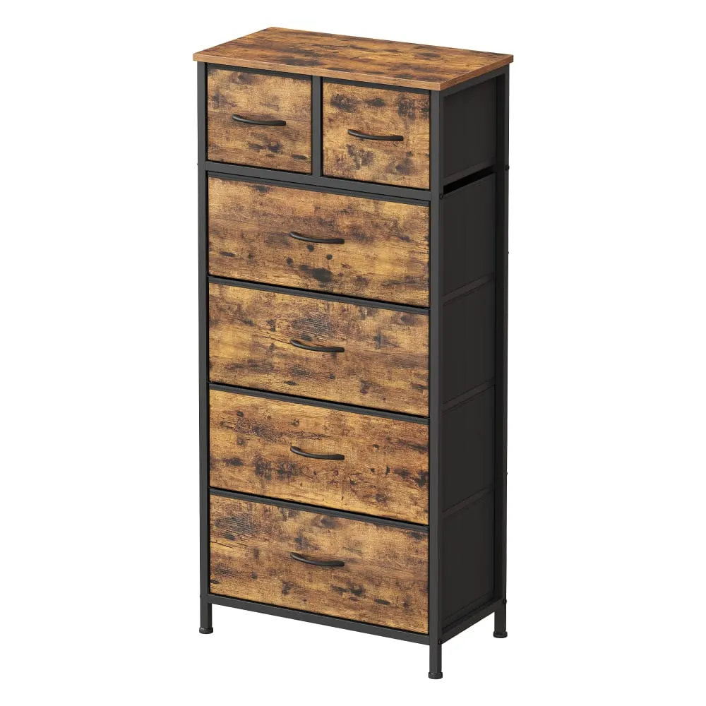 Commode 6 tour de rangement pour chambre 50.6 x 30 x 117.7 cm marron