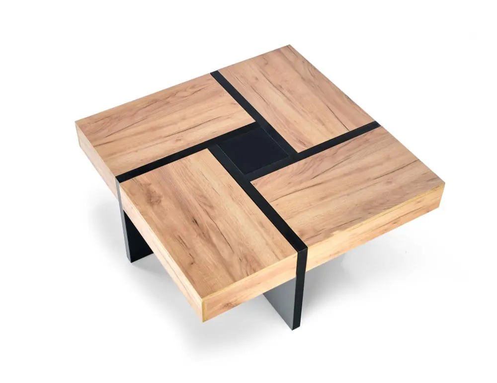 Table basse style industriel avec 4 tiroirs