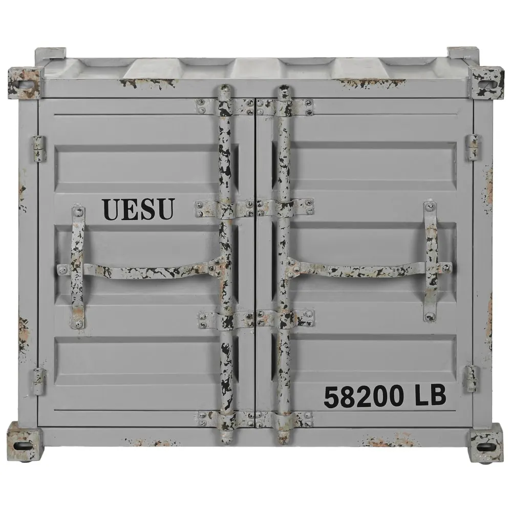 Meuble bar container en acier gris 77x41x64 cm