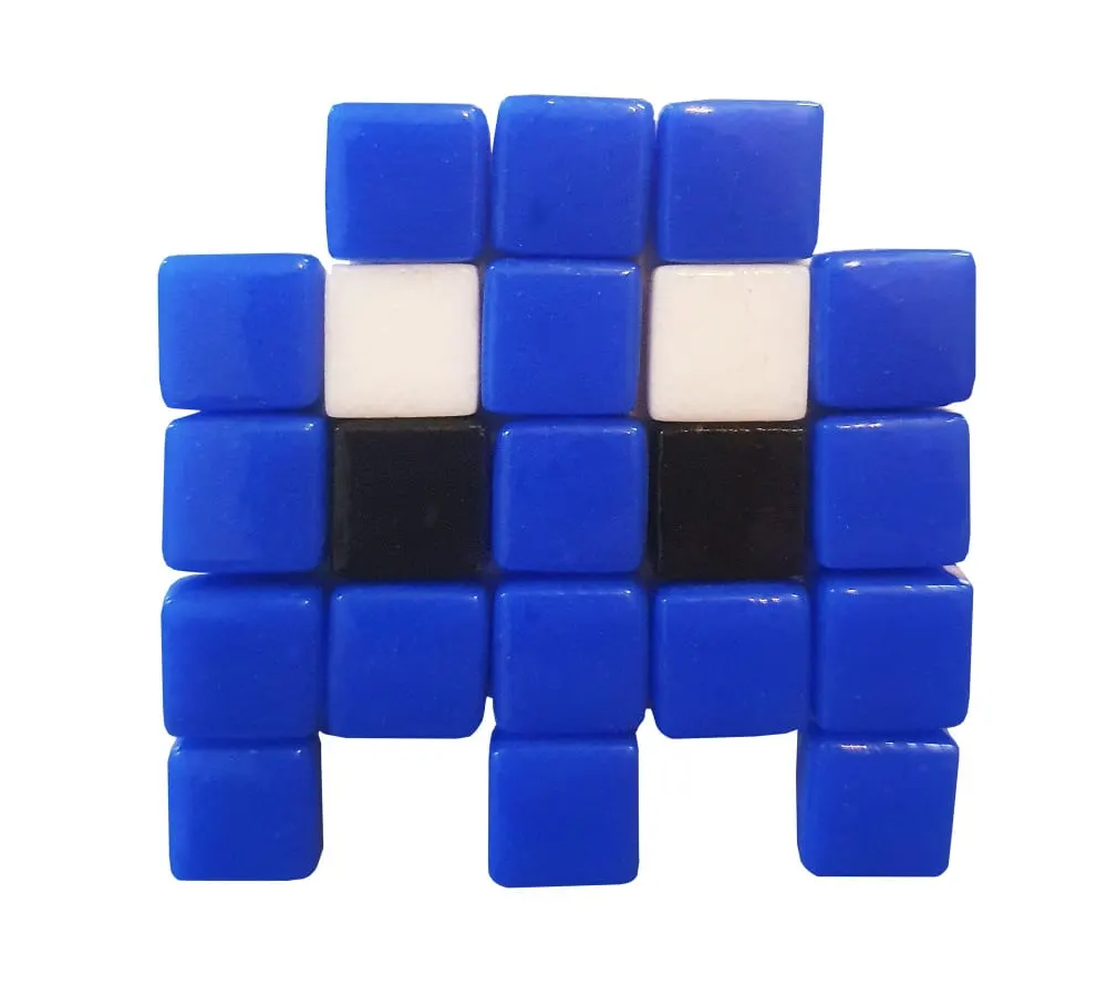 Mosaïque décorative en verre magnétique frigo fantome #01 bleu