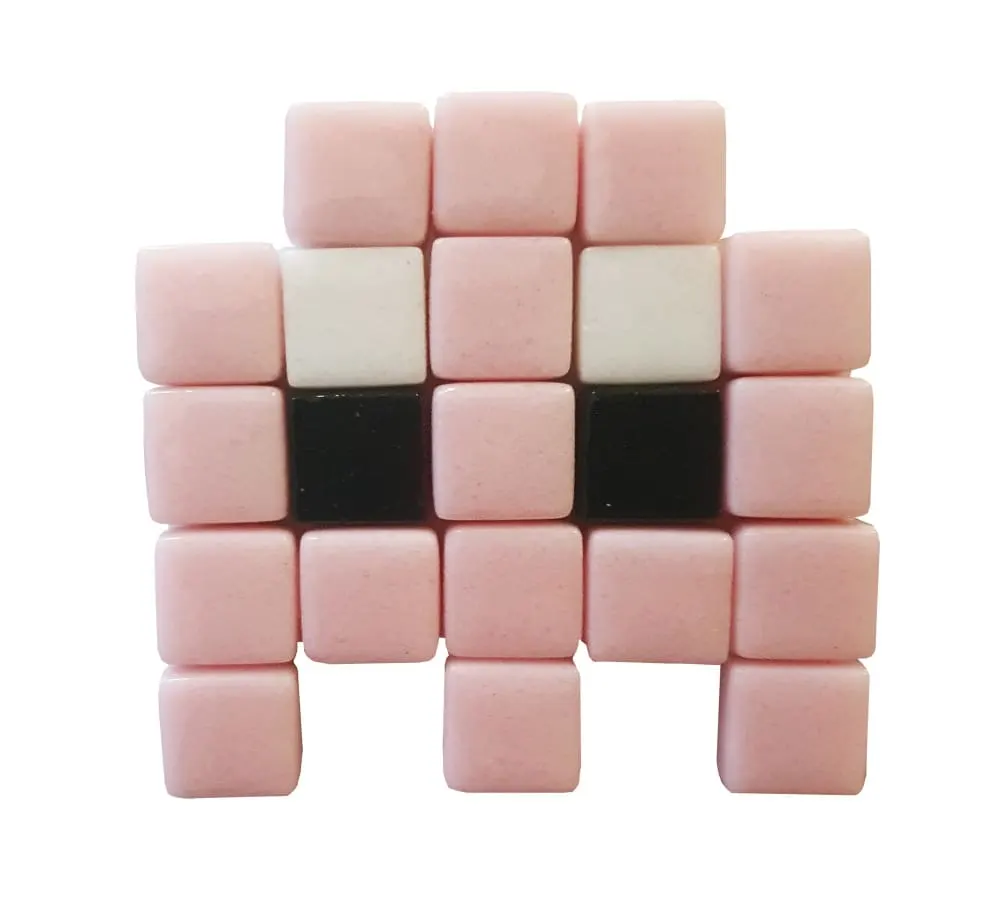 Mosaïque décorative en verre magnétique frigo fantome #01 rose
