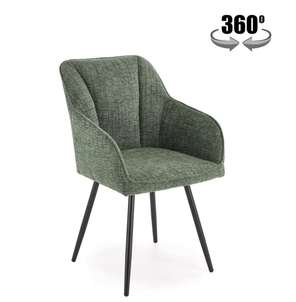 Chaise design pivotante en tissu de polyester vert olive