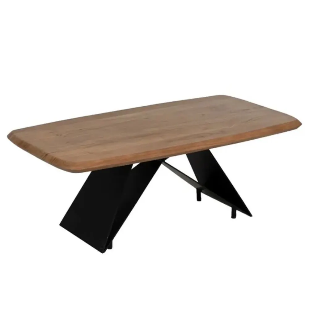 Table basse acacia massif pied x acier noir  110 x 60cm