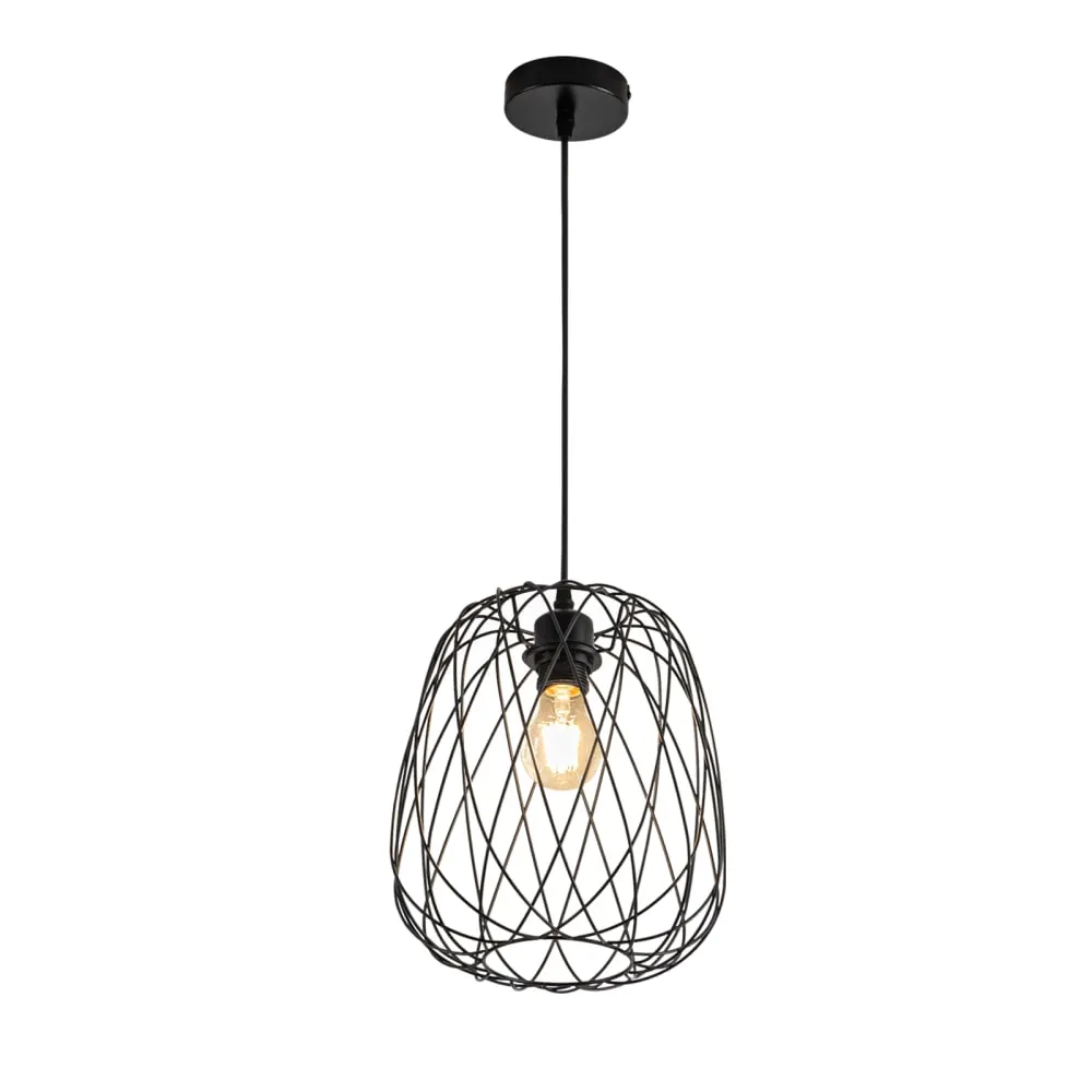 Suspension en fer noir 25x25x28cm e27