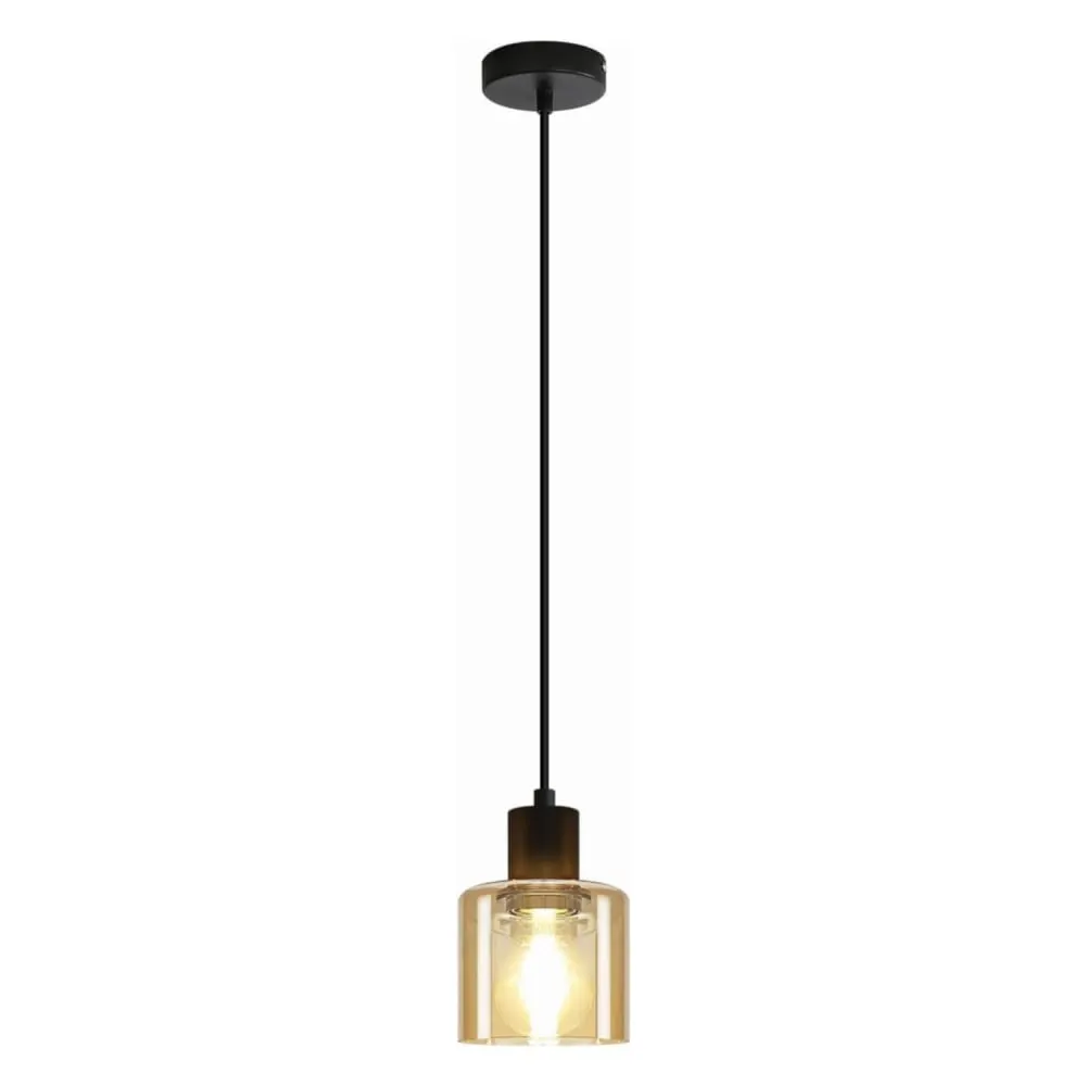 Suspension en fer marron 11x11x195cm e27