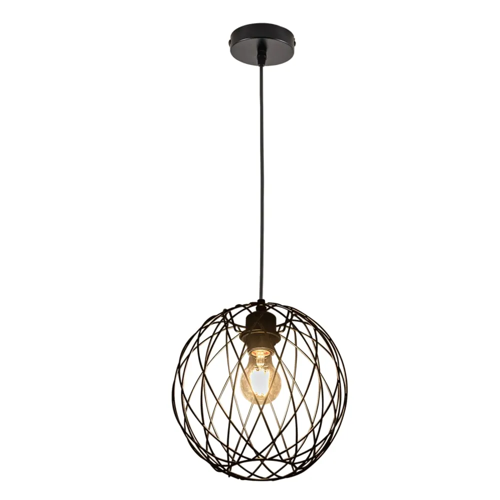Suspension en fer noir 25x25x24cm e27