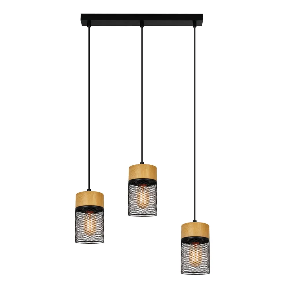 Suspension en fer noir 46x10x120cm e27
