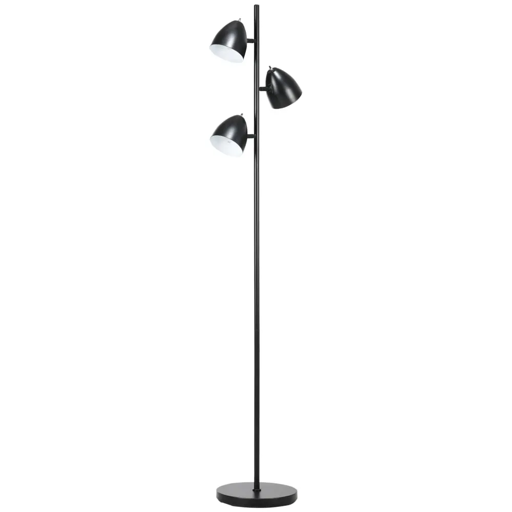 Lampadaire sur pied salon 3 abat-jours orientables acier noir