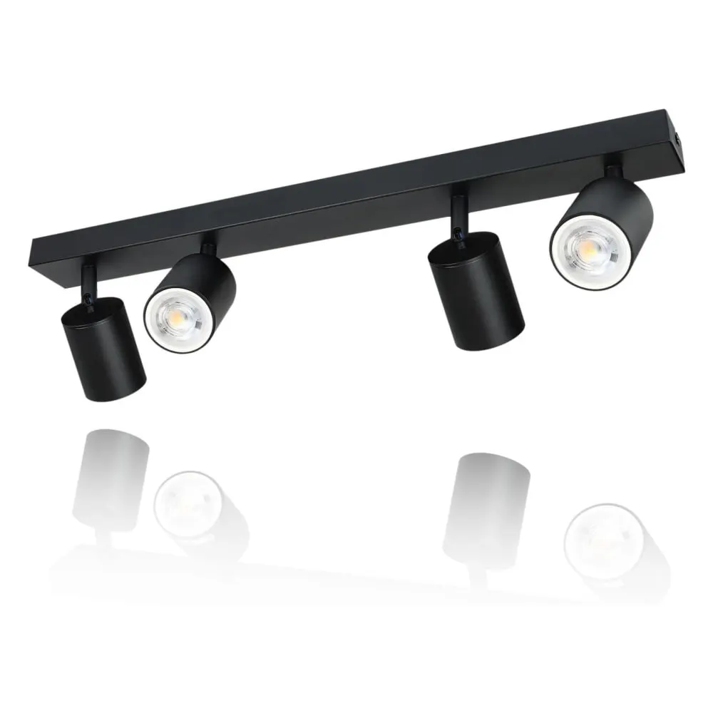 Spot de plafond en fer noir 53.5x5.5x14cm gu10