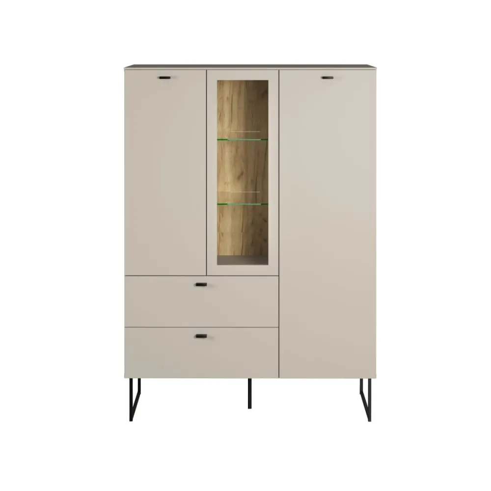 Buffet haut 2 portes, 2 tiroirs et 1 niche l100 cm - cashmere
