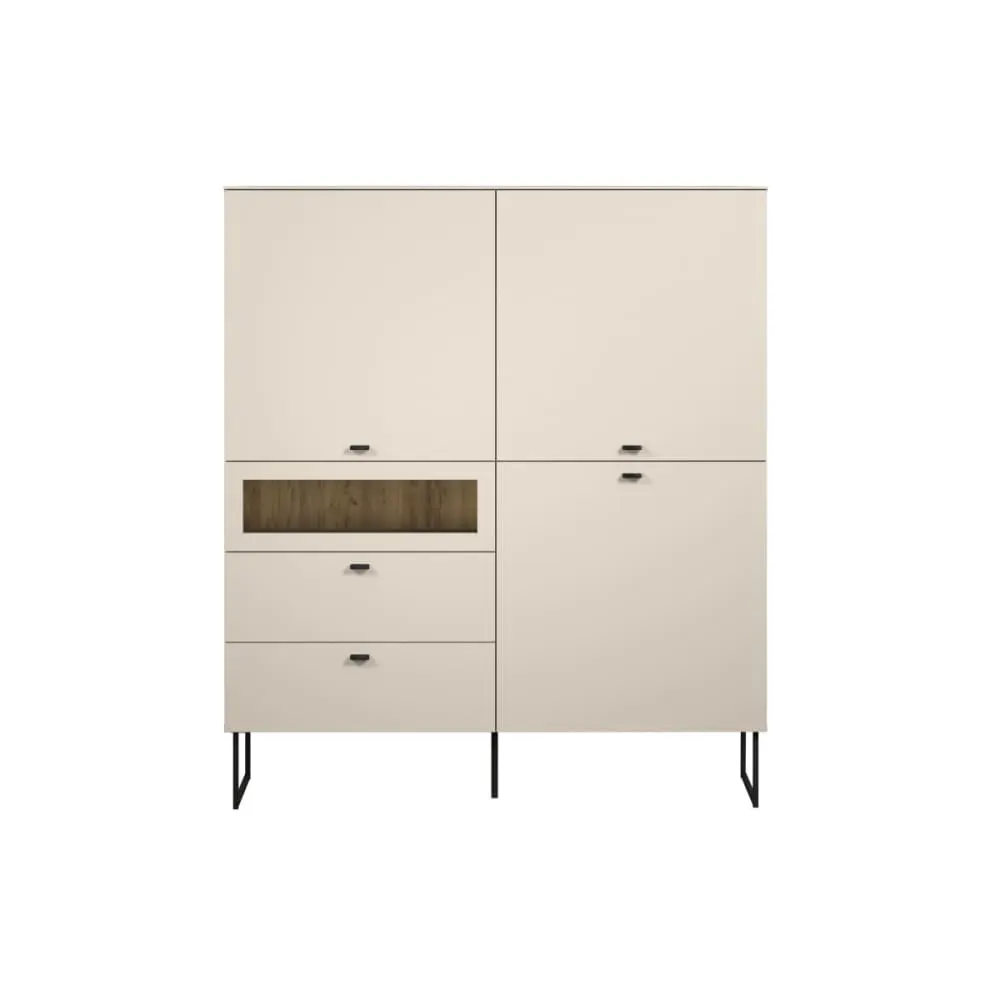 Buffet haut 3 portes, 2 tiroirs et 1 niche l122 cm - cashmere