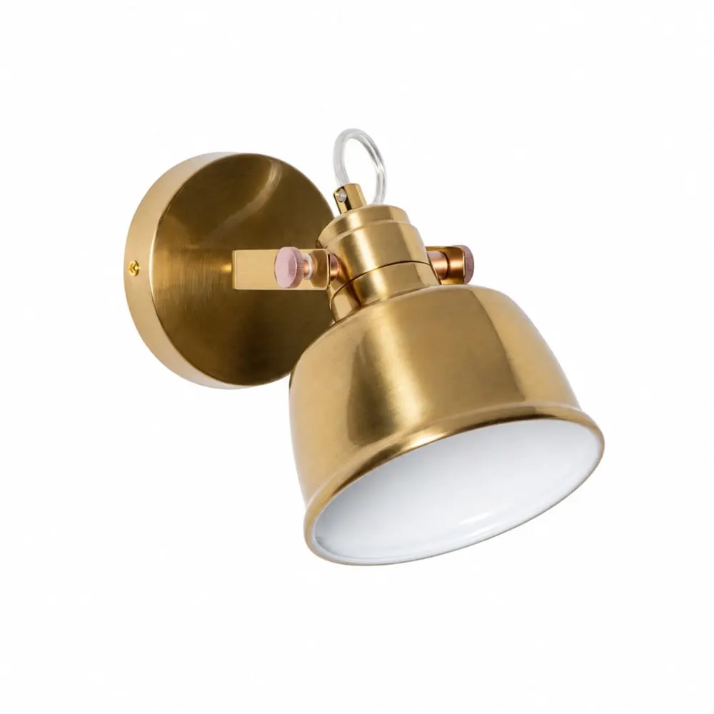 Applique industrielle orientable en métal doré ø15 cm e14