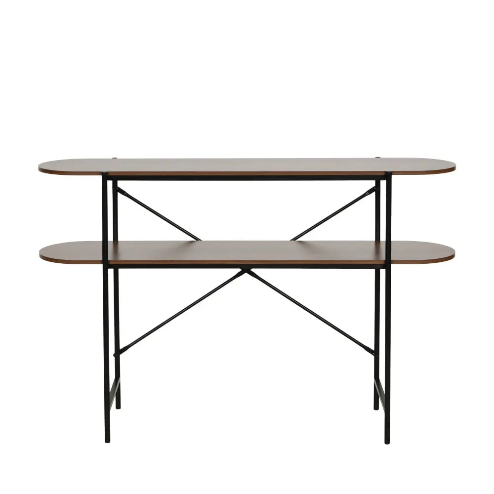 Console en bois et métal l120cm - bois foncé