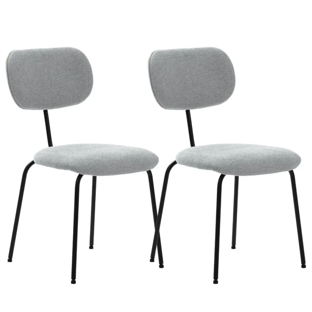 Lot de 2 chaises tissu maille gris arrière dossier bois pieds métal